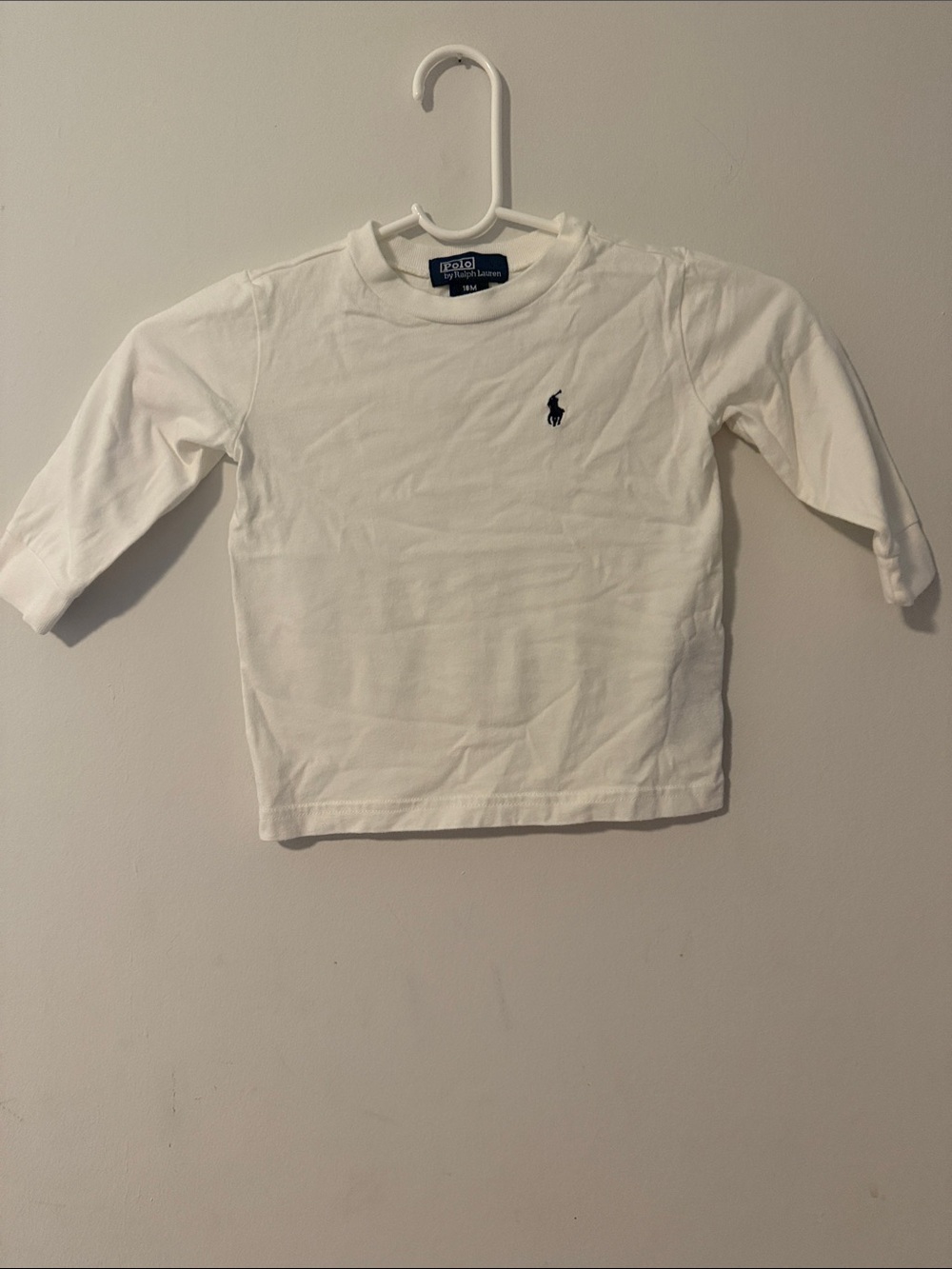 Polo by Ralph Lauren White Long Sleeve Tee with Navy Pony Logo